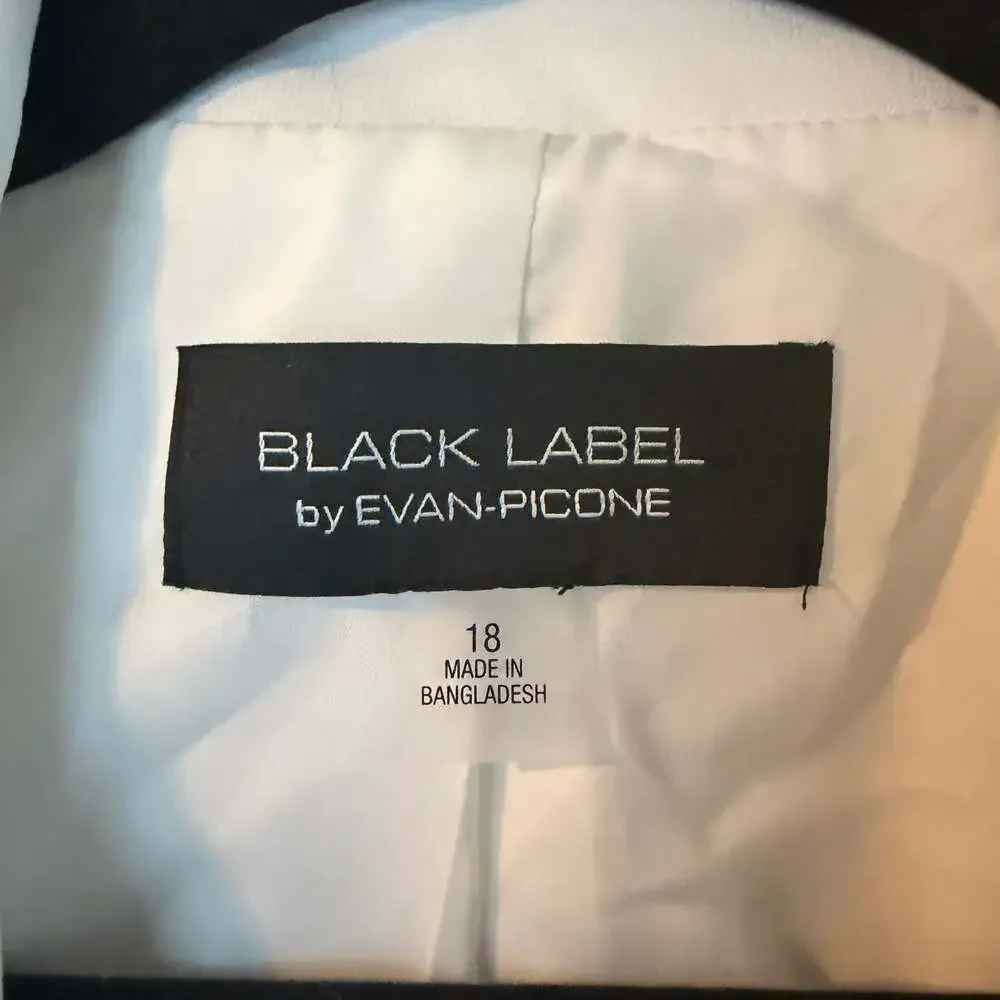 Black Label by Evan Picone Natural White Open-Front Jacket Sz 18